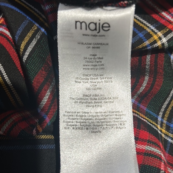 MAJE LAZAK DECONSTRUCTED ASYMMETRICAL PLAID ATTACHED TANK TOP EXPOSED SHOULDER - Picture 16 of 16